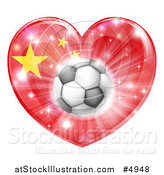 Vector Illustration of a Chinese Flag Heart and Soccer Ball by AtStockIllustration