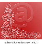 Vector Illustration of a Christmas Background with Birds, Bows, Bells and Candy Canes by AtStockIllustration