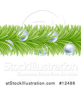 Vector Illustration of a Christmas Branch Garland with Silver Baubles by AtStockIllustration