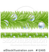 Vector Illustration of a Christmas Branch Garlands with Silver Baubles by AtStockIllustration