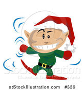 Vector Illustration of a Christmas Elf Wearing a Santa Hat and Dancing by AtStockIllustration