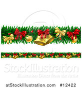 Vector Illustration of a Christmas Garlands with Bells, Bauble Ornaments and Bows by AtStockIllustration