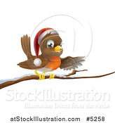 Vector Illustration of a Christmas Robin Presenting on a Snow Covered Branch by AtStockIllustration