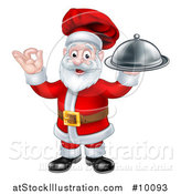 Vector Illustration of a Christmas Santa Claus Chef Holding a Cloche Platter and Gesturing Perfect or Ok by AtStockIllustration