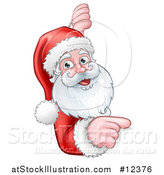 Vector Illustration of a Christmas Santa Claus Face Pointing Around a Sign by AtStockIllustration