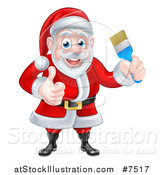 Vector Illustration of a Christmas Santa Claus Holding a Blue Paintbrush and Giving a Thumb up 2 by AtStockIllustration