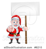 Vector Illustration of a Christmas Santa Claus Pointing at You and Holding a Blank Sign by AtStockIllustration