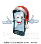 Vector Illustration of a Christmas Smart Phone Mascot Wearing a Santa Hat by AtStockIllustration