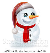 Vector Illustration of a Christmas Snowman Wearing a Scarf and Santa Hat by AtStockIllustration