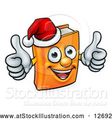 Vector Illustration of a Christmas Story Book Character Mascot Giving Two Thumbs up and Wearing a Santa Hat by AtStockIllustration