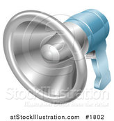 Vector Illustration of a Chrome and Blue Hand Held Megaphone by AtStockIllustration