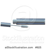 Vector Illustration of a Chrome Tube of Eyelash Mascara Resting by an Applicator Wand by AtStockIllustration