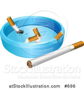 Vector Illustration of a Cigarette by an Ash Tray with Cigarette Butts by AtStockIllustration