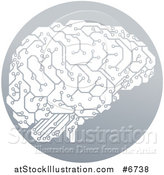 Vector Illustration of a Circuit Board Artificial Intelligence Brain in a Gray Circle by AtStockIllustration