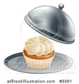 Vector Illustration of a Cloche Platter with a Cupcake by AtStockIllustration