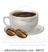 Vector Illustration of a Coffee Cup on a Saucer with Beans by AtStockIllustration