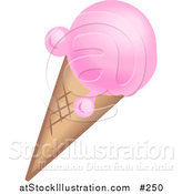 Vector Illustration of a Cold Strawberry Ice Cream on a Waffle Cone by AtStockIllustration