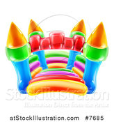 Vector Illustration of a Colorful Bouncy Castle Jumping House by AtStockIllustration