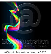 Vector Illustration of a Colorful Rainbow Wave, or Long Flag over Black by AtStockIllustration