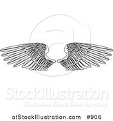 Vector Illustration of a Coloring Page of Two Open Feathered Wings by AtStockIllustration