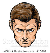 Vector Illustration of a Comic Styled Brunette Caucasian Man's Face Looking Upwards by AtStockIllustration