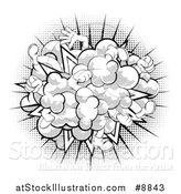 Vector Illustration of a Comic Styled Fighting Cloud with Feet and Legs over Halftone by AtStockIllustration