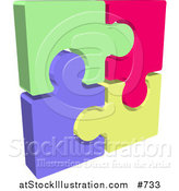 Vector Illustration of a Completed Colorful Jigsaw Puzzle by AtStockIllustration