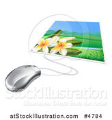 Vector Illustration of a Computer Mouse Connected to a Photo of Fangipani Flowers by AtStockIllustration