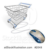 Vector Illustration of a Computer Mouse Wired to a Shopping Cart by AtStockIllustration