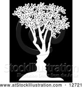 Vector Illustration of a Concept White Tree with Black Male and Female Facing Each Other by AtStockIllustration