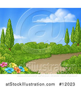 Vector Illustration of a Country Garden with a Path on a Beautiful Spring Day by AtStockIllustration