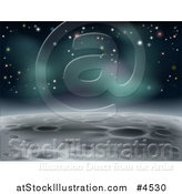 Vector Illustration of a Cratered Moon Landscape with Stars by AtStockIllustration
