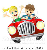 Vector Illustration of a Crazy Driver Teen Boy and Happy Girl Passenger by AtStockIllustration