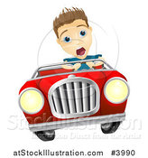 Vector Illustration of a Crazy Man Driving a Convertible Car by AtStockIllustration