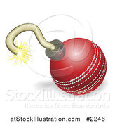 Vector Illustration of a Cricket Ball Cherry Bomb with Lit Fuse Burning down by AtStockIllustration