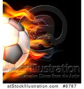 Vector Illustration of a Cropped 3d Flaming Soccer Ball Flying over Black by AtStockIllustration