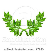 Vector Illustration of a Crossed Green Peace Olive Branches with Tiny Fruits by AtStockIllustration