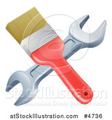 Vector Illustration of a Crossed Paintbrosh and Wrench by AtStockIllustration