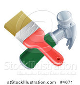 Vector Illustration of a Crossed Paintbrush and Hammer by AtStockIllustration