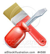 Vector Illustration of a Crossed Paintbrush and Screwdriver by AtStockIllustration