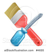 Vector Illustration of a Crossed Paintbrush and Screwdriver by AtStockIllustration