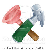 Vector Illustration of a Crossed Plunger and Hammer by AtStockIllustration