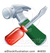 Vector Illustration of a Crossed Screwdriver and Hammer by AtStockIllustration