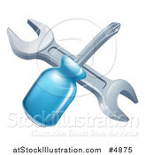 Vector Illustration of a Crossed Screwdriver and Wrench by AtStockIllustration