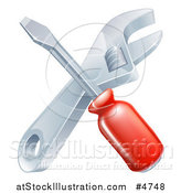 Vector Illustration of a Crossed Spanner Wrench and Screwdriver by AtStockIllustration