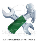Vector Illustration of a Crossed Wrench and Hammer by AtStockIllustration