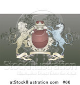 Vector Illustration of a Crown, Lion, and Blue Unicorn on a Coat of Arms by AtStockIllustration