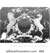 Vector Illustration of a Crown, Lion, and Unicorn on a Coat of Arms in Grunge by AtStockIllustration