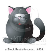 Vector Illustration of a Cute Black Cat with Pink Ears by AtStockIllustration