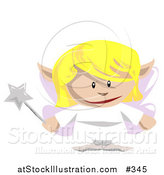 Vector Illustration of a Cute Blond Fairy Holding a Magic Wand by AtStockIllustration